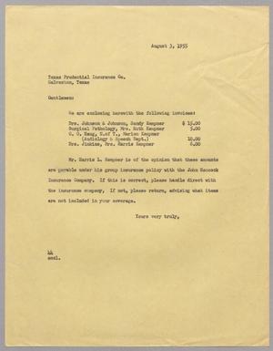 [Letter from A. H. Blackshear, Jr. to Texas Prudential Insurance Co., August 3, 1955]