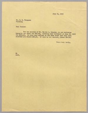 [Letter from A. H. Blackshear, Jr. to Dr. E. R. Thompson, July 21, 1955]