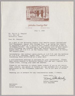 [Letter from the Galveston Country Club to Mr. Harris L. Kempner, July 5, 1955]