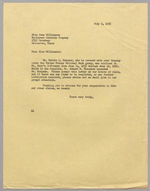 [Letter from A. H. Blackshear, Jr. to Miss Jane Williamson, July 2, 1955]