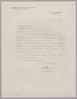 [Letter from Ladenburg, Thalmann & Co. to Mr. Harris Kempner, June 24, 1955]