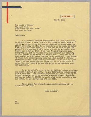 [Letter from A. H. Blackshear, Jr. to Mr. Harris L. Kempner, May 27, 1955]