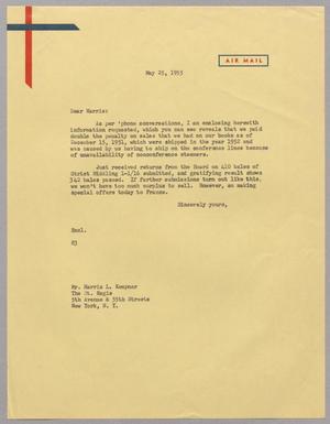 [Letter from Fred H. Rayner to Mr. Harris L. Kempner, May 25, 1955]