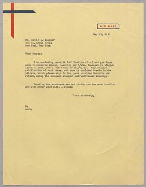[Letter from A. H. Blackshear, Jr. to Mr. Harris L. Kempner, May 25, 1955]