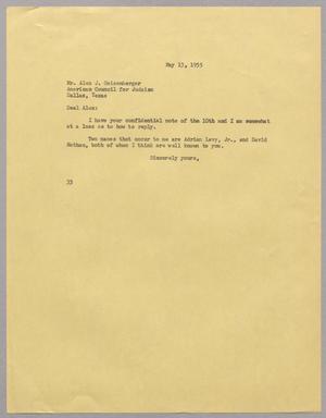 [Letter from Harris L. Kempner to Mr. Alex J. Geisenberger, May 13, 1955]