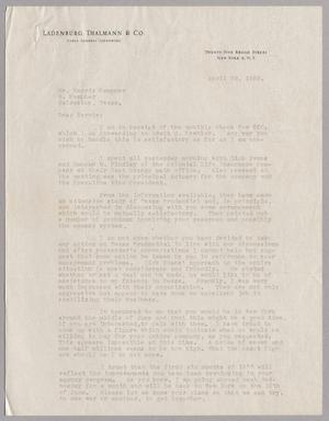 [Letter from Ladenburg, Thalmann & Co. to Mr. Harris Kempner, April 29, 1955]