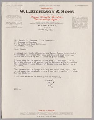 [Letter from W. L. Richeson & Sons to Mr. Harris L. Kempner, March 27, 1955]