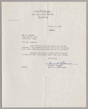 [Letter from The St. Regis to Frank J. Greene, March 14, 1955]