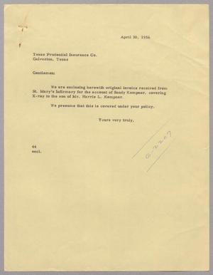 [Letter from A. H. Blackshear, Jr. to Texas Prudential Insurance Co., April 30, 1956]