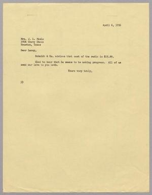 [Letter from Harris Leon Kempner to Mrs. J. Lanny Mosle, April 6, 1956]