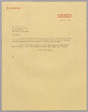 [Letter from Harris L. Kempner to Mr. R. J. Lewis, April 6, 1956]