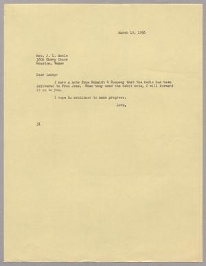 [Letter from Harris L. Kempner to Mrs. J. L. Mosle, March 19, 1956]