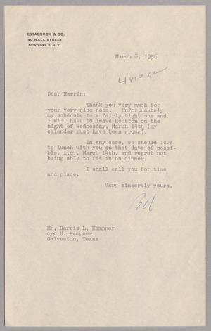 [Letter from Estabrook & Co. to Mr. Harris L. Kempner, March 8, 1956]