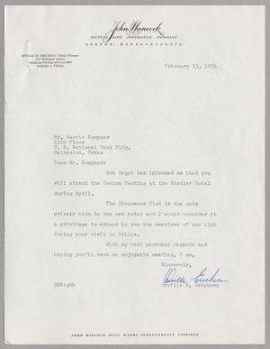 [Letter from Orville M. Ericksen to Harris L. Kempner, February 13, 1956]