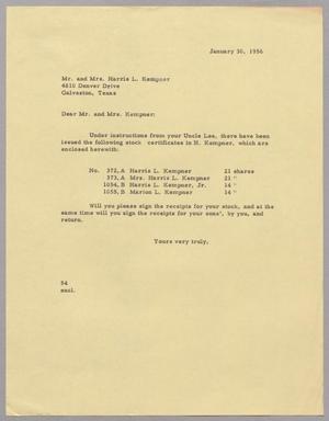 [Letter from Ray I. Mehan to Mr. and Mrs. Harris L. Kempner, January 30, 1956]