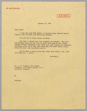 Primary view of object titled '[Letter from Harris L. Kempner to Lt. I. H. Kempner, III, January 30, 1956]'.