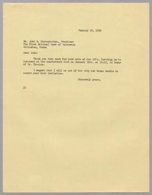 [Letter from Harris L. Kempner to Mr. John M. Winterbotham, January 19, 1956]