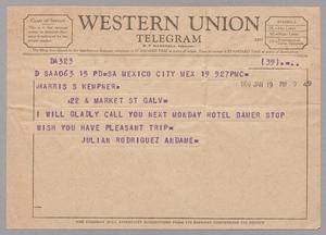 [Telegram from Julian Rodriguez Andame to Harris L. Kempner, January 19, 1956]