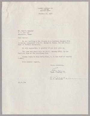 Primary view of object titled '[Letter from Lamar Fleming, Jr. and L. F. McCollum to Mr. Harris Kempner, January 13, 1956]'.