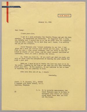 [Letter from Harris L. Kempner to Lieut. I. H. Kempner, III, January 12, 1956]