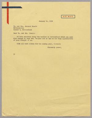 [Letter from Harris L. Kempner to Mr. and Mrs. Jacques Honold, January 11, 1956]