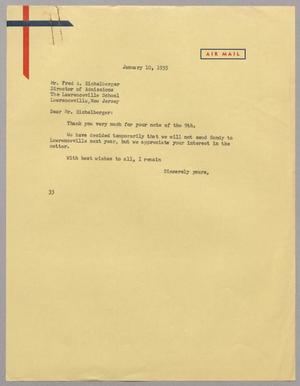 [Letter from Harris L. Kempner to Mr. Fred A. Eichelberger, January 10, 1955]