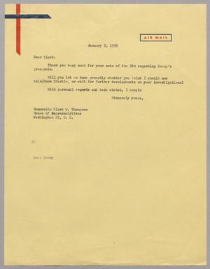 [Letter from Harris L. Kempner to Honorable Clark W. Thompson, January 9, 1956]