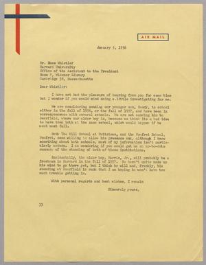 [Letter from Harris L. Kempner to Mr. Ross Whistler, January 5, 1956]
