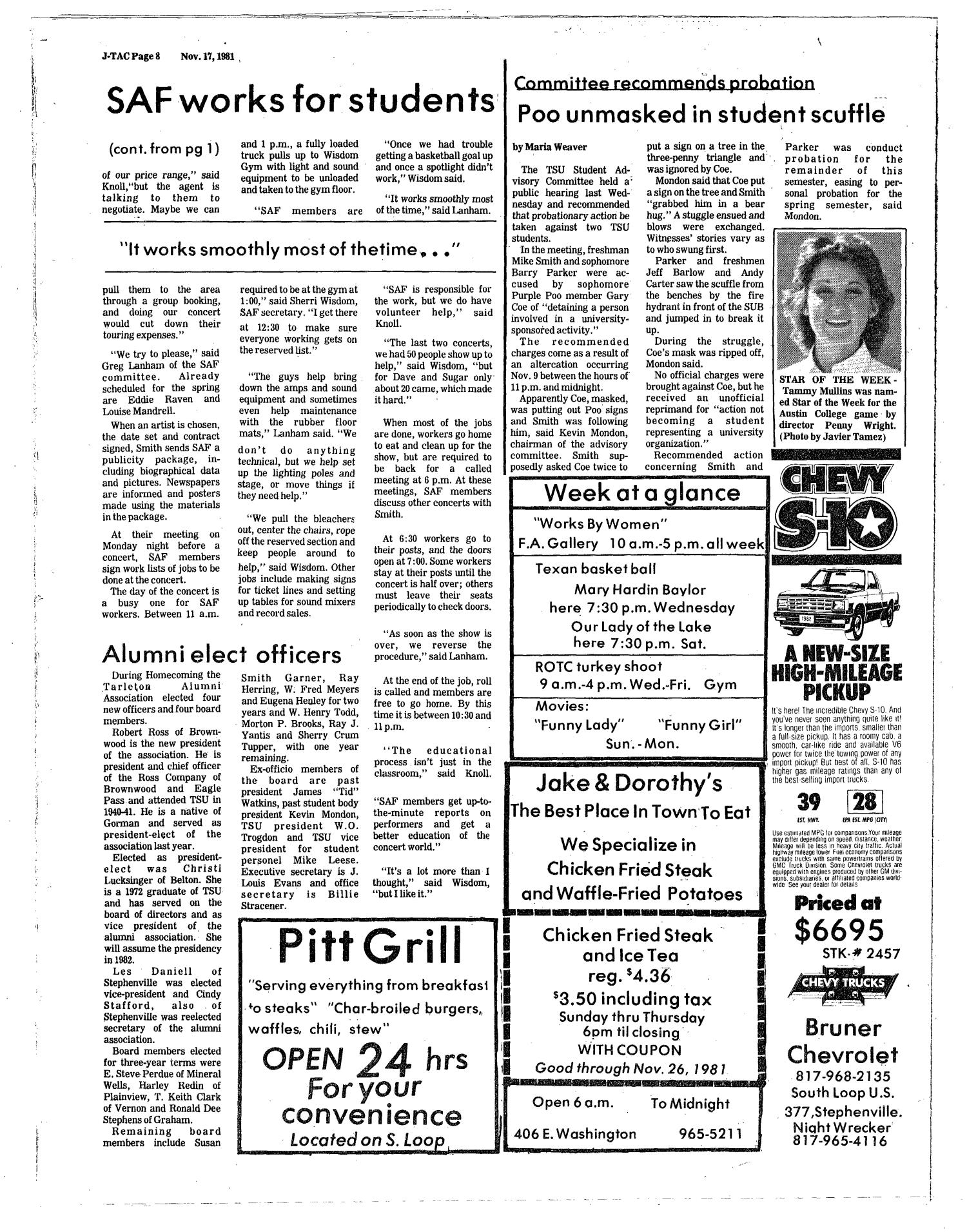 The J-TAC (Stephenville, Tex.), Ed. 1 Tuesday, November 17, 1981
                                                
                                                    [Sequence #]: 8 of 8
                                                