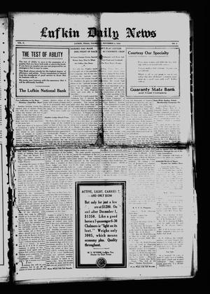 Primary view of object titled 'Lufkin Daily News (Lufkin, Tex.), Vol. 2, No. 2, Ed. 1 Thursday, November 2, 1916'.