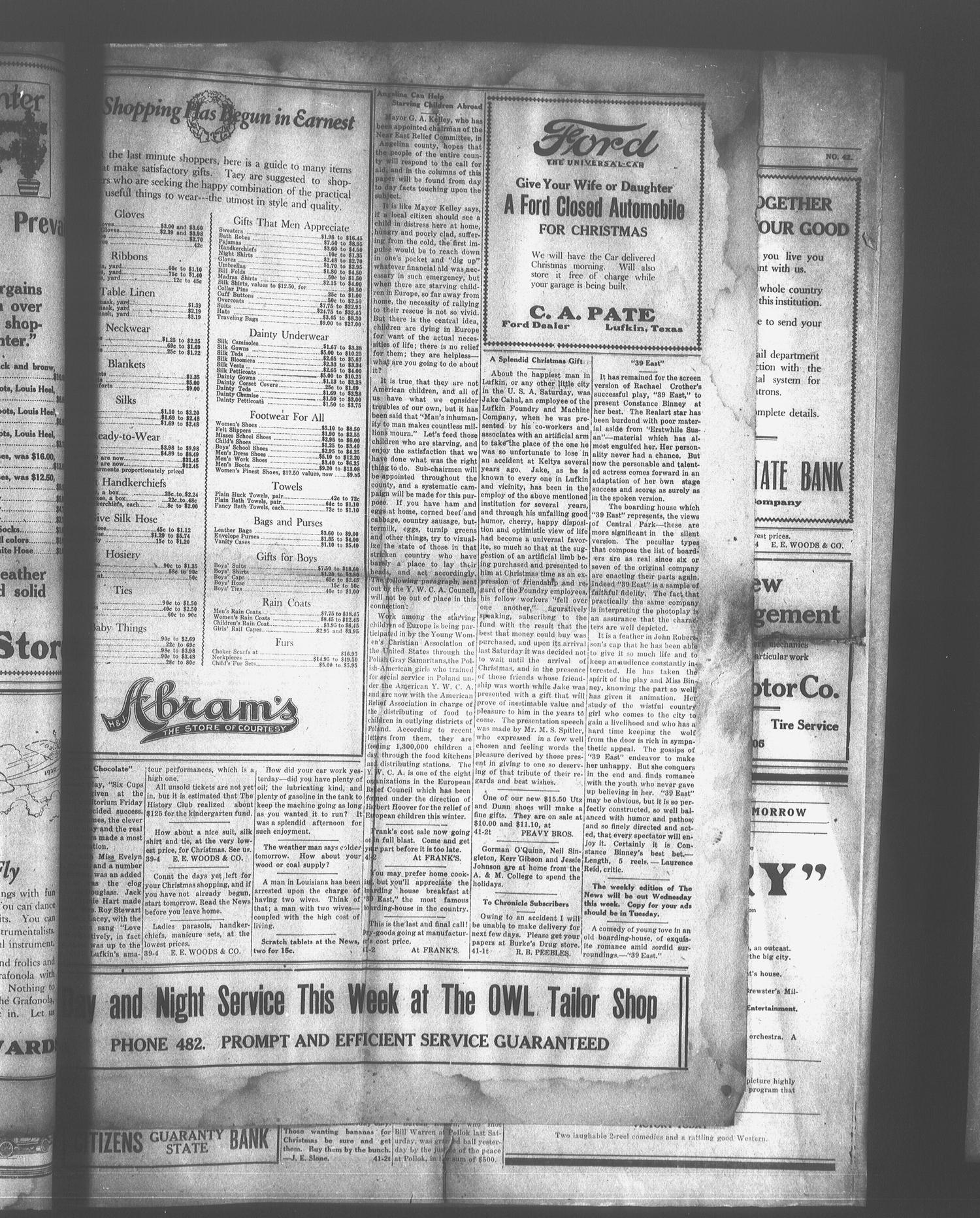 Lufkin Daily News (Lufkin, Tex.), Vol. 6, No. 41, Ed. 1 Monday, December 20, 1920
                                                
                                                    [Sequence #]: 5 of 8
                                                