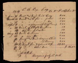 Primary view of object titled '[Invoice for Medical Visits to C. R. Cox]'.