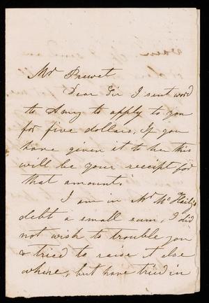 [Letter from M. L. Durant to Mr. Prewet - March 29, 1861]