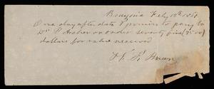 Primary view of object titled '[Promissory Note for Dr. P. Archer]'.