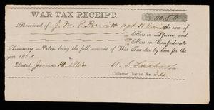 [War Tax Receipt, June 1862]
