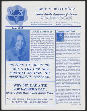 United Orthodox Synagogues of Houston Bulletin, June 2002