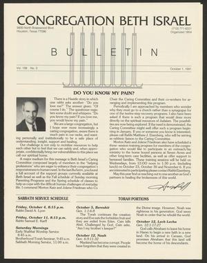 Congregation Beth Israel Bulletin, Volume 138, Number 3, October 1991