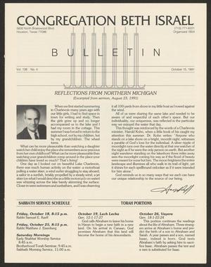 Congregation Beth Israel Bulletin, Volume 138, Number 4, October 1991