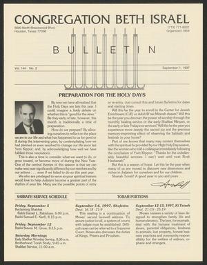 Congregation Beth Israel Bulletin, Volume 144, Number 2, September 1997