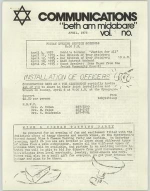 Primary view of object titled 'Communications, Volume 3, Number 8, April 1975'.