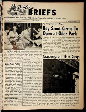 Primary view of object titled 'Baytown Briefs (Baytown, Tex.), Vol. 01, No. 41, Ed. 1 Friday, October 16, 1953'.