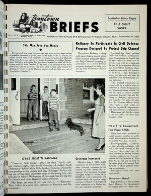 Primary view of object titled 'Baytown Briefs (Baytown, Tex.), Vol. 03, No. 36, Ed. 1 Friday, September 9, 1955'.