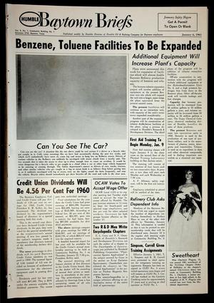 Primary view of object titled 'Baytown Briefs (Baytown, Tex.), Vol. 09, No. 01, Ed. 1 Friday, January 6, 1961'.