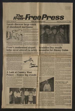 Primary view of object titled 'The Freer Free Press (Freer, Tex.), Vol. 1, No. 14, Ed. 1 Wednesday, November 11, 1981'.