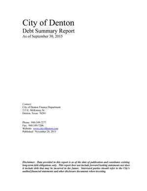 City of Denton debt summary report as of September 30, 2015