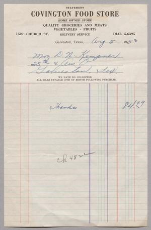 Primary view of object titled '[Bill for Covington Food Store]'.