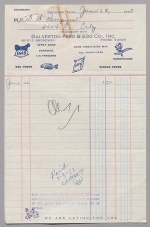 [Account Statement for Galveston Feed & Egg Co., Inc., June 28, 1953]