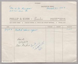 [Invoice for Repairing a Watch Chain, March 31, 1953]
