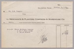 [Merchants & Planters Compress & Warehouse Co. Debit Statement, October 31, 1954]