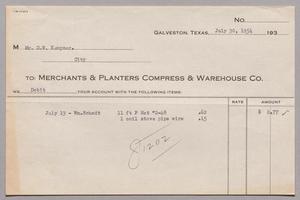 [Merchants & Planters Compress & Warehouse Co. Debit Statement, July 30, 1954]